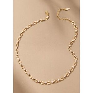 ANTHROPOLOGIE Circle Link Crystal Necklace - Gold (NWT, $44 Retail)